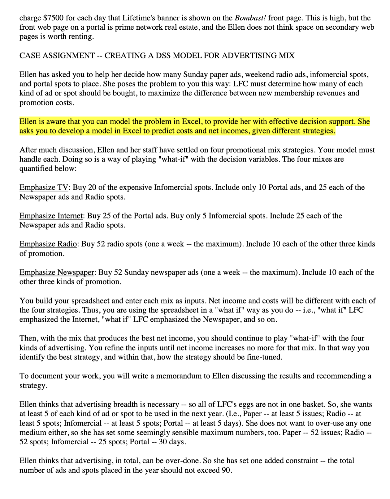 paragraph should be followed by a table (using the Table option in