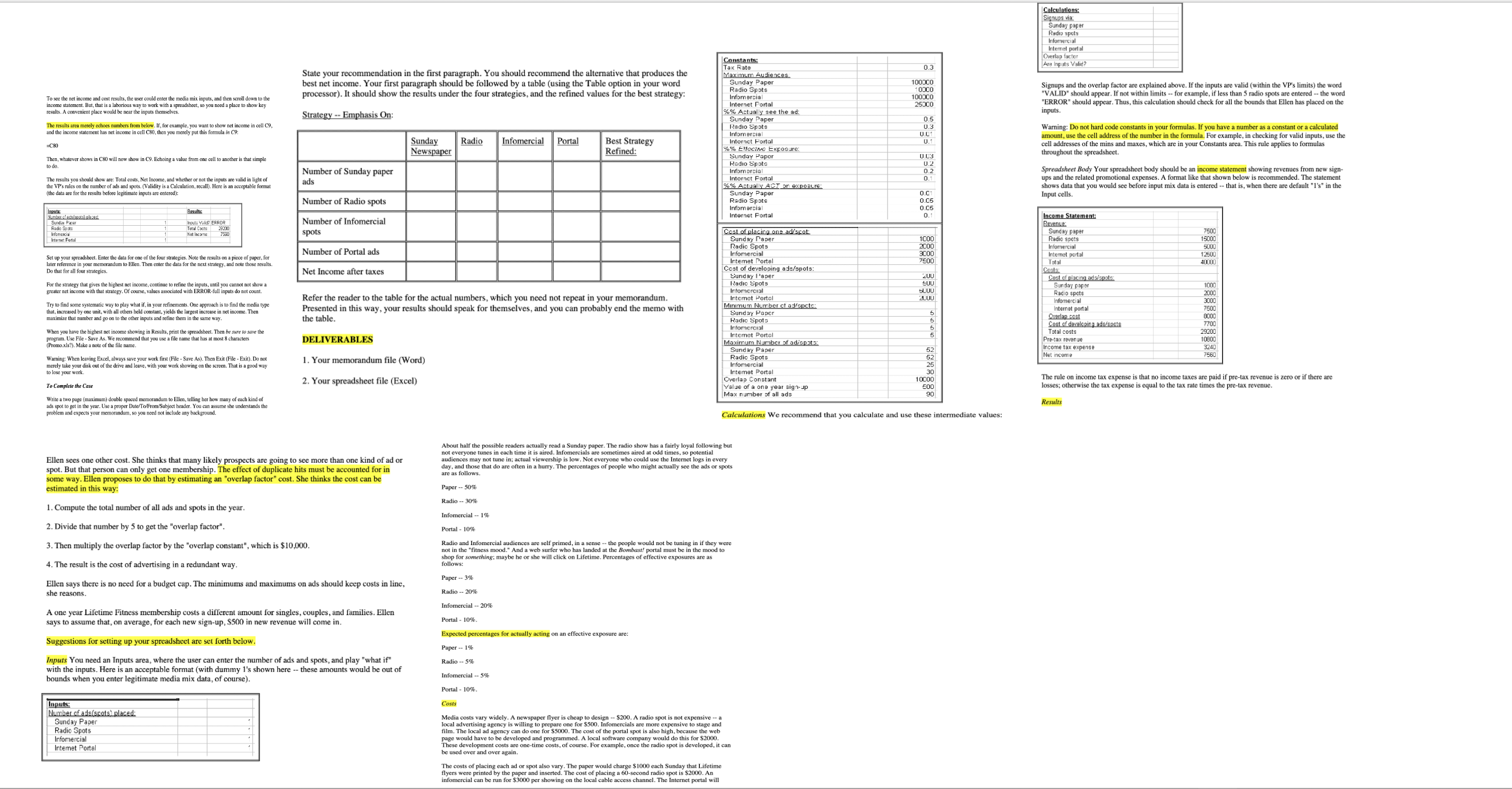 need not repeat in your memorandum. Presented in this way, your results