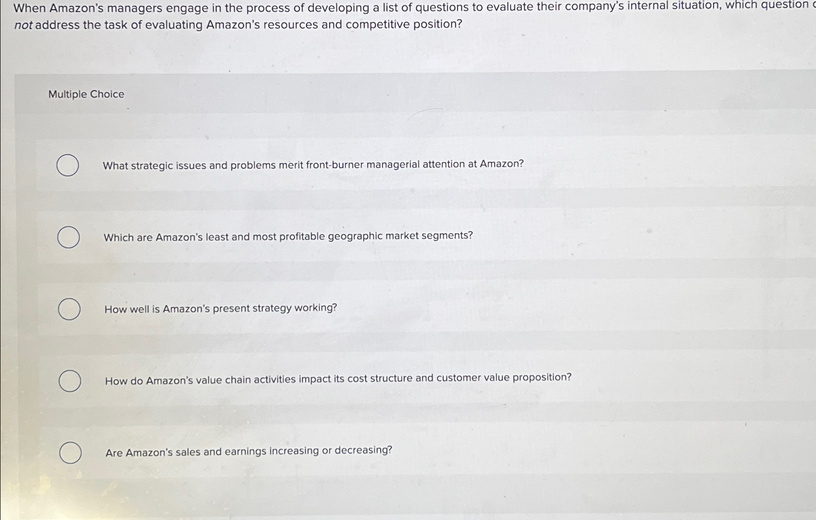  When Amazon's managers engage in the process of developing a list