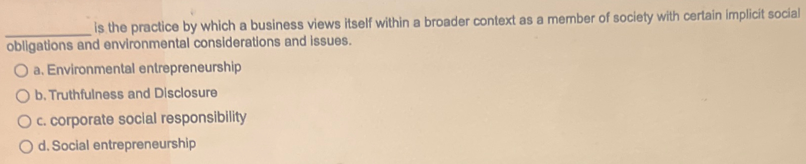  is the practice by which a business views itself within a
