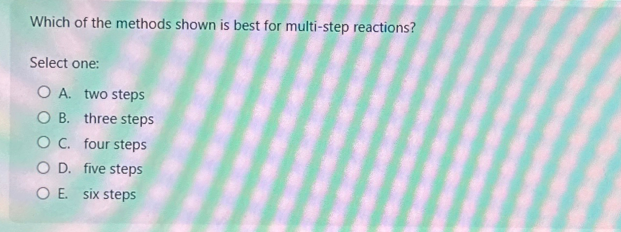  Which of the methods shown is best for multi-step reactions? Select