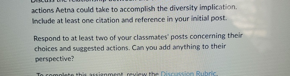  actions Aetna could take to accomplish the diversity implication. Include at