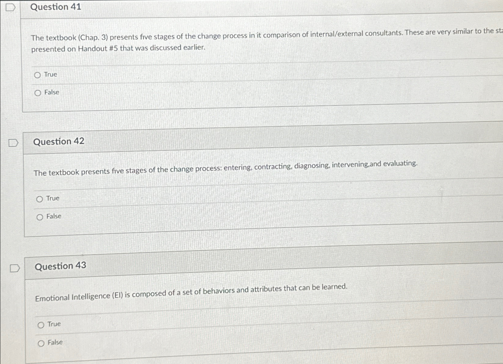  Question 41 The textbook (Chap.3) presents five stages of the change