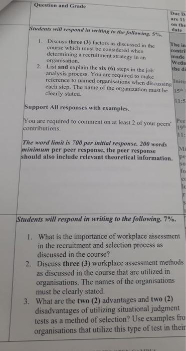 steps in job analysis process Students will respond in writing to the