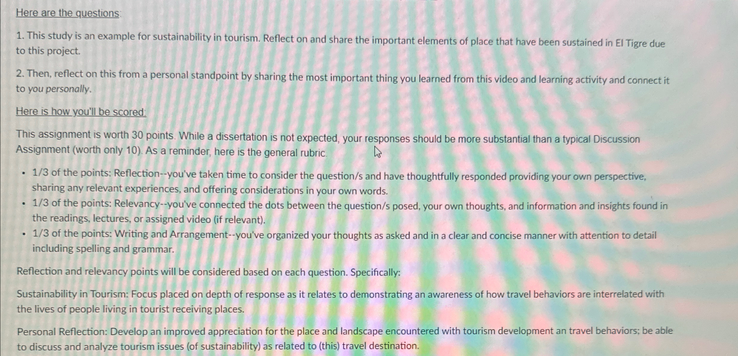  Here are the questions: This study is an example for sustainability