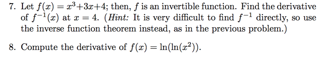 please help with 7 and 8 7. Let f(x) = x3+3x+4; then,