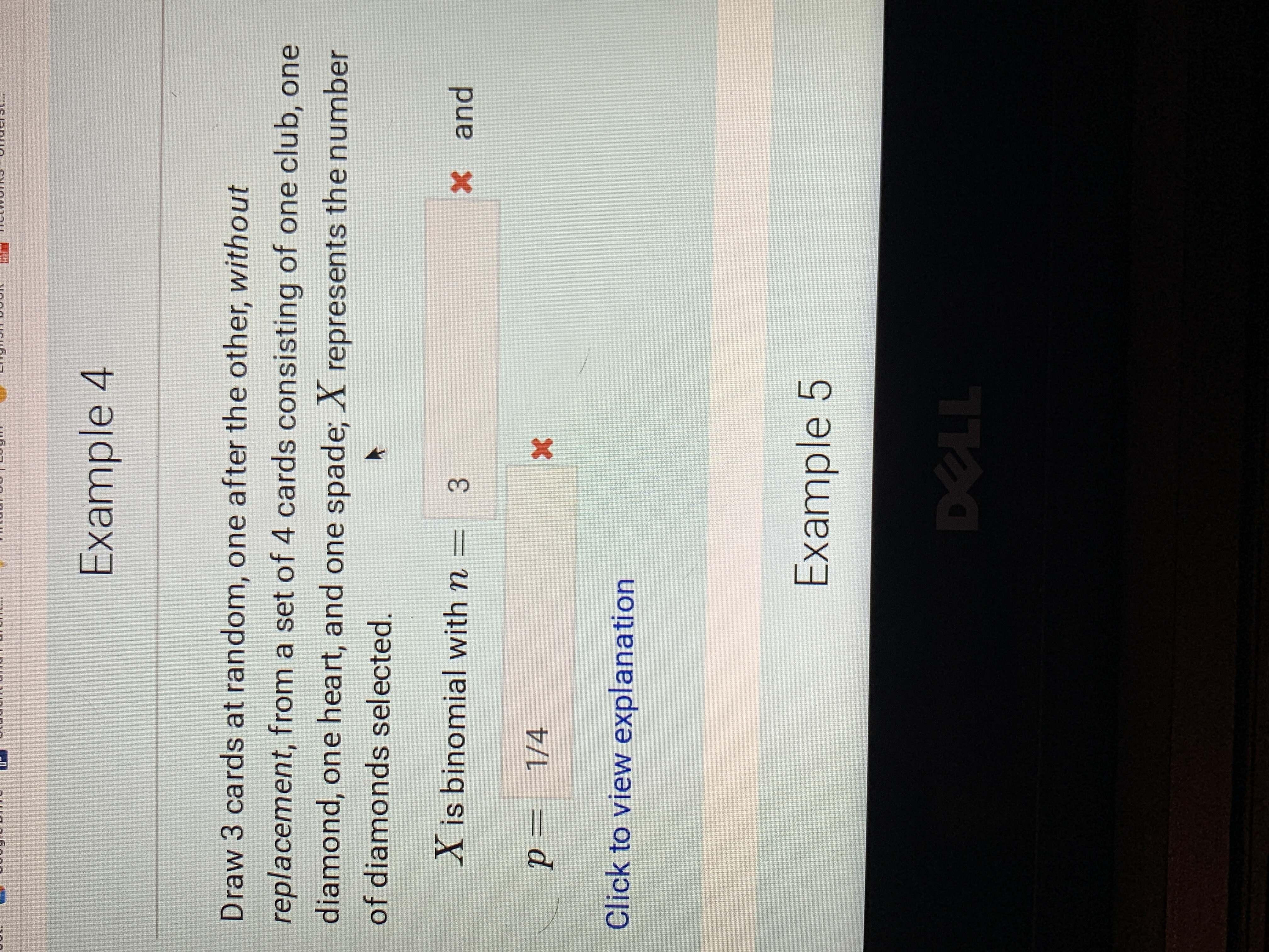 Example 4 Draw 3 cards at random, one after the other,