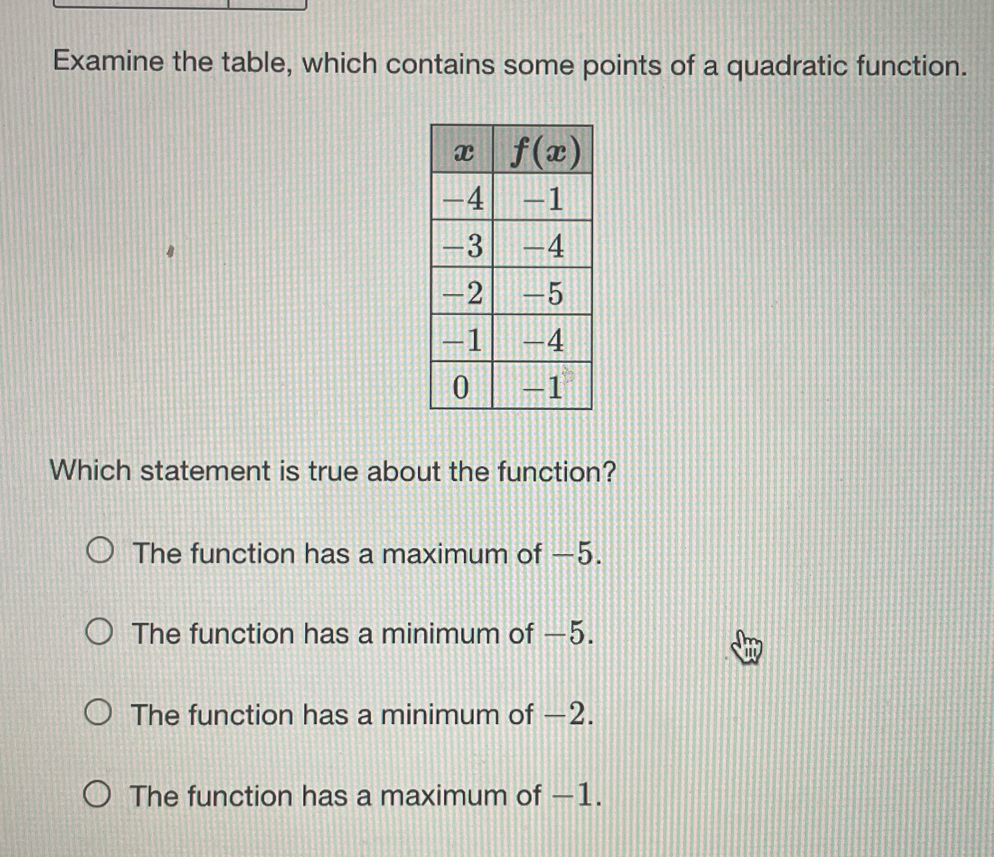 which statement is true about the function Examine the table, which contains