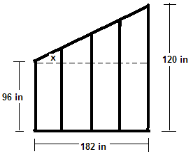 Find the angle (x) that each stud needs to be cut to