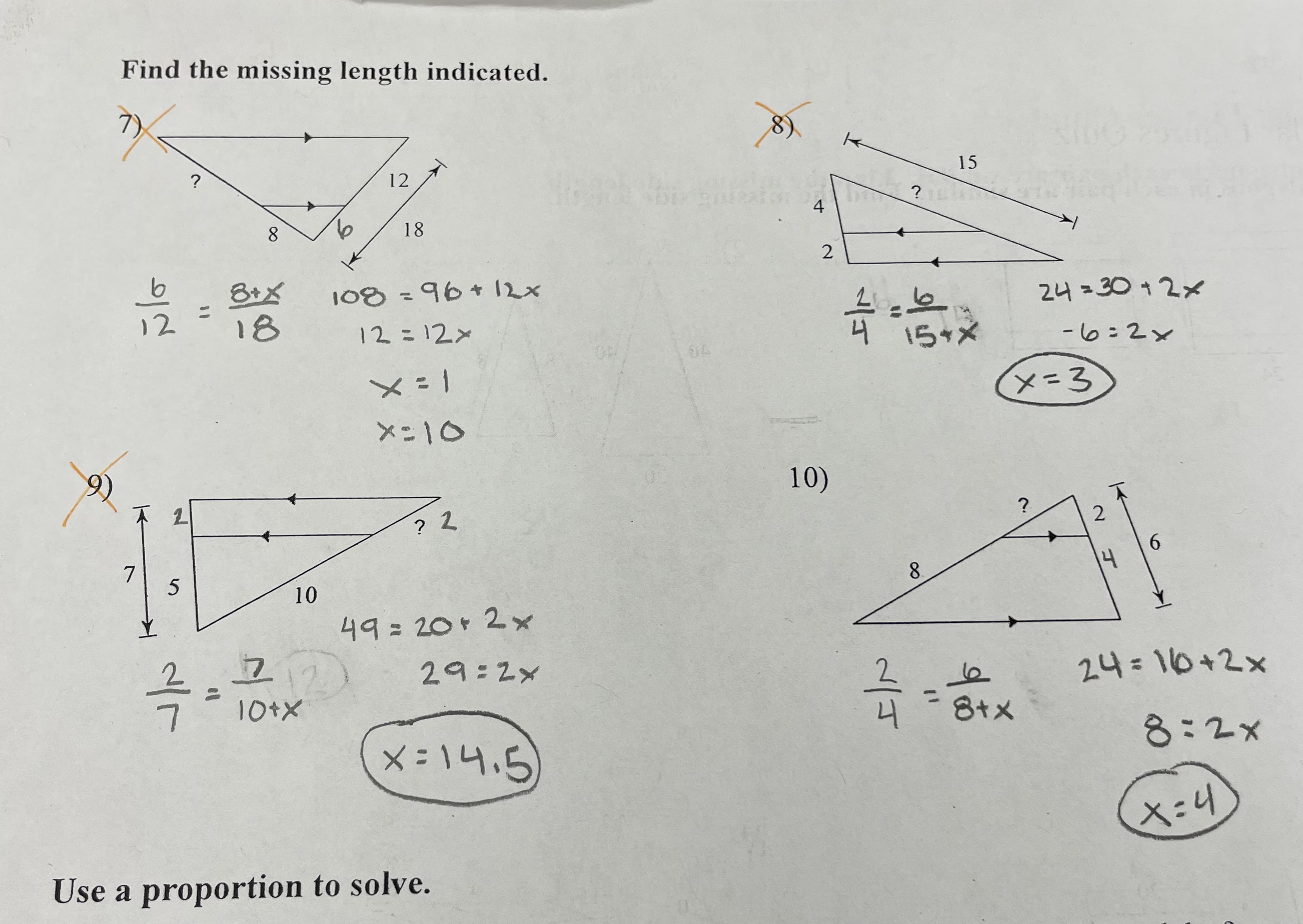  Find the missing length indicated. 8) 12 15 ? 4 8