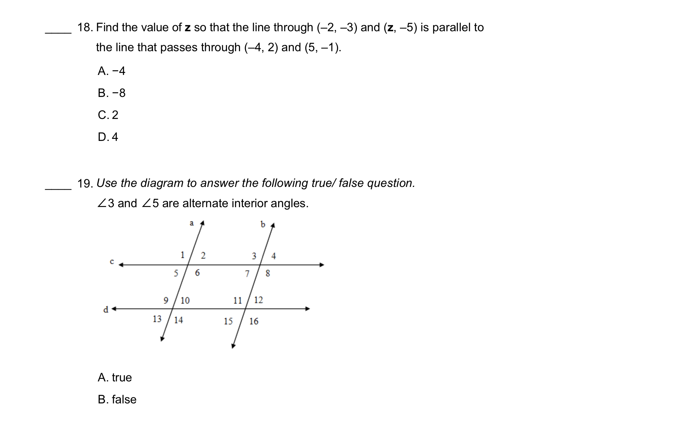 13 14 15 16 A. true B. false 29. Given m -1