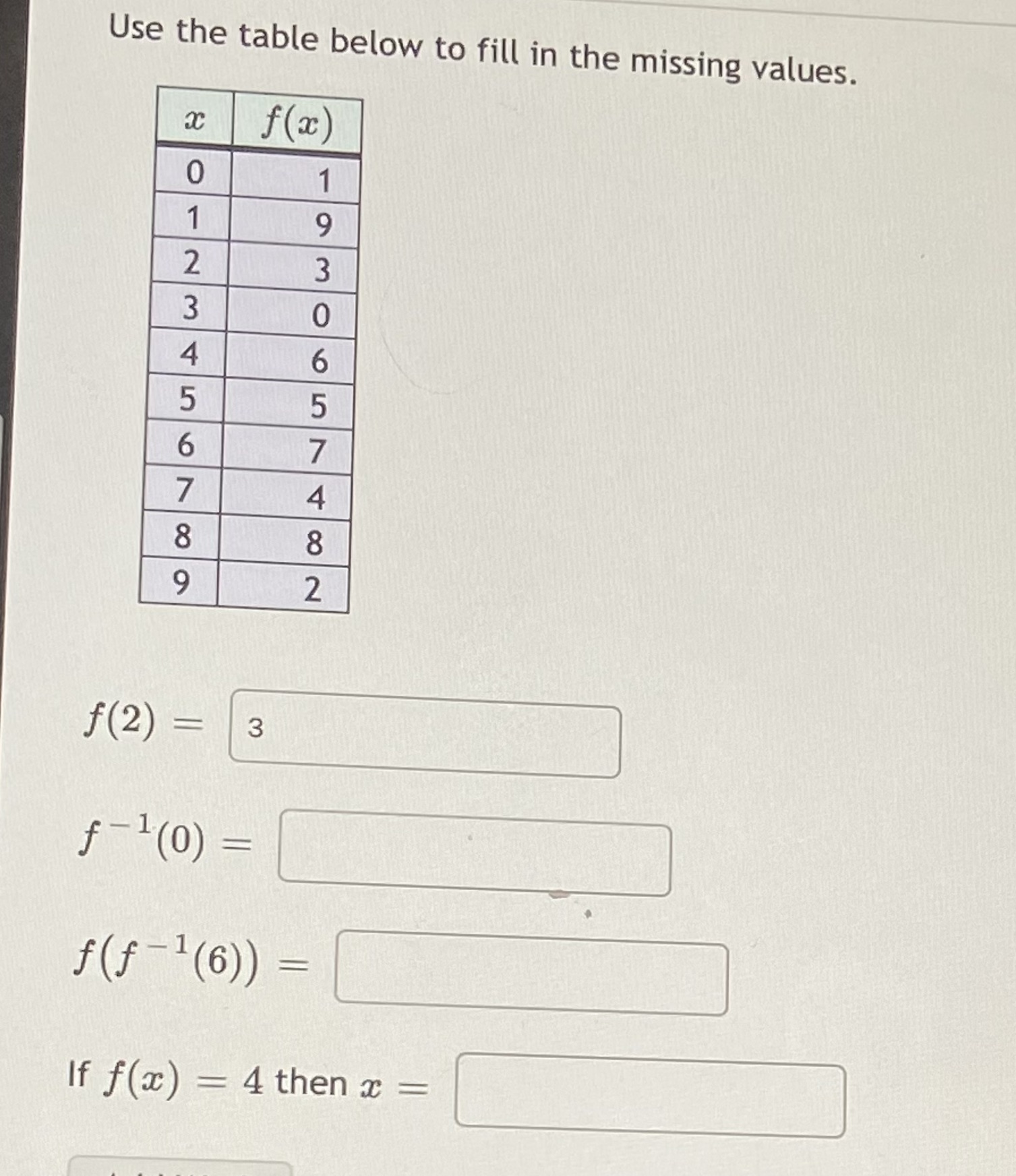 Pls help me solve Use the table below to fill in the