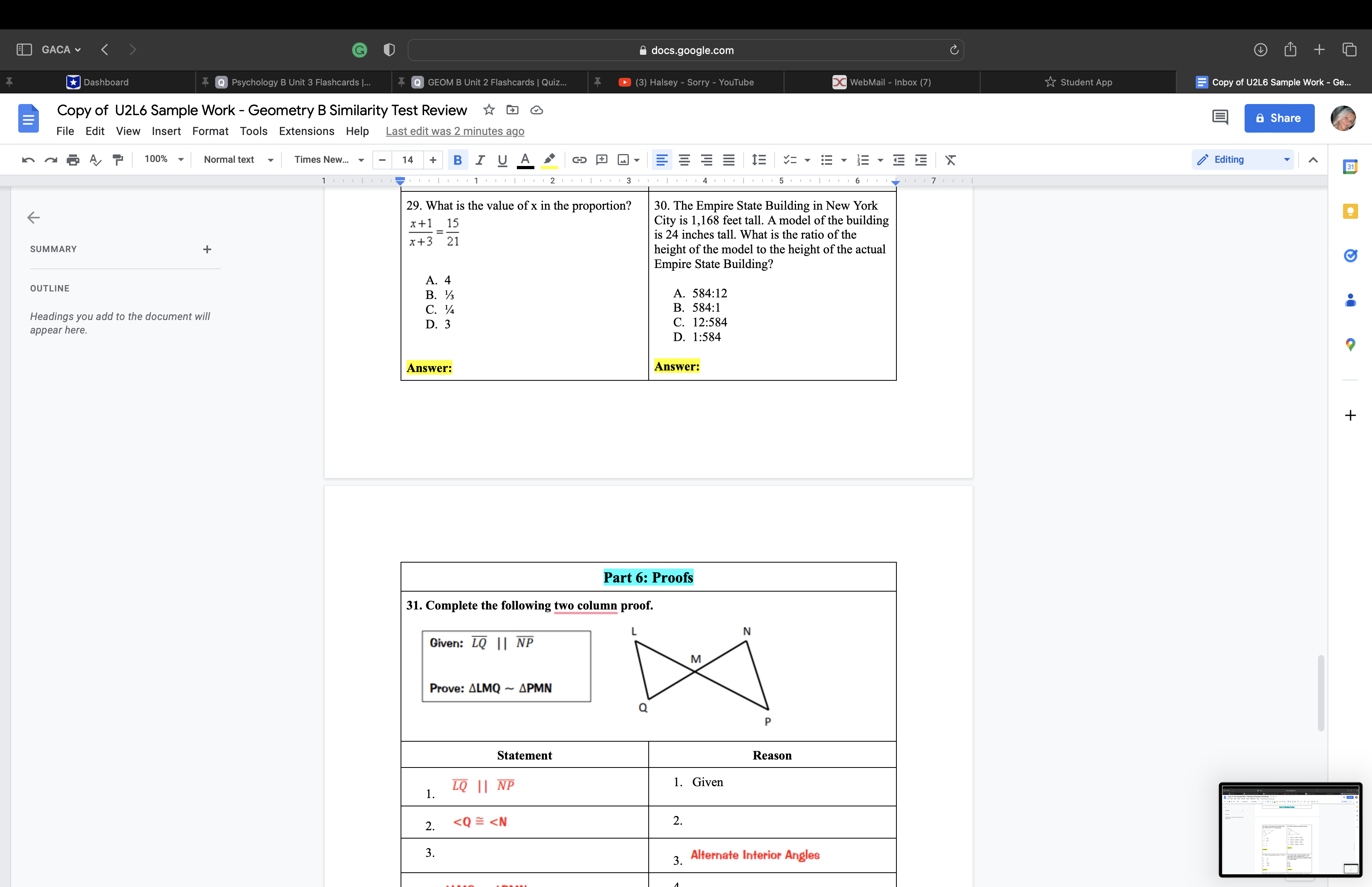 2x9 divide both Sides by 3 * = 2x9 3 = 6