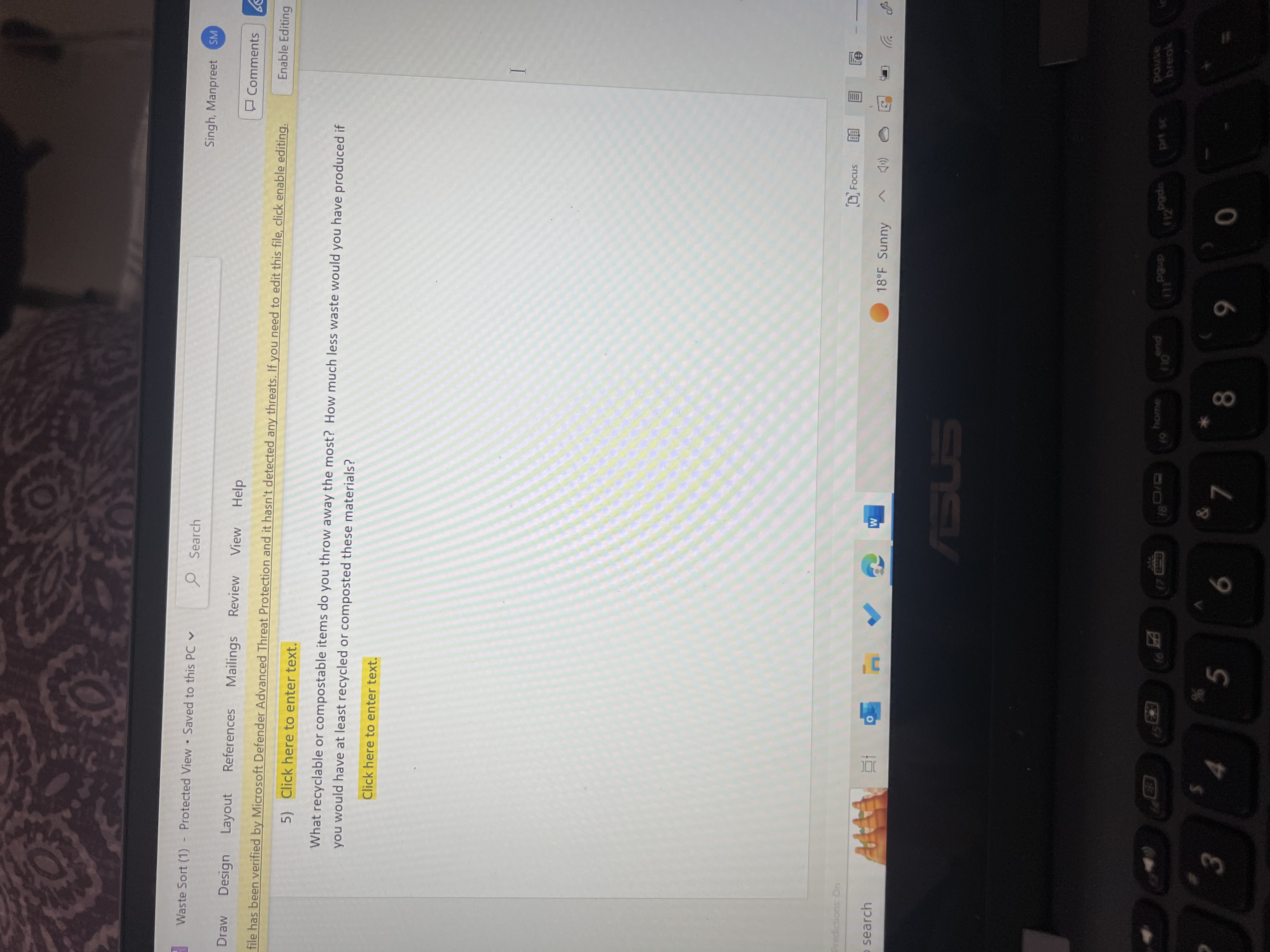 enable editing. Waste Stream Audit- Log What did I Material Disposal Fate