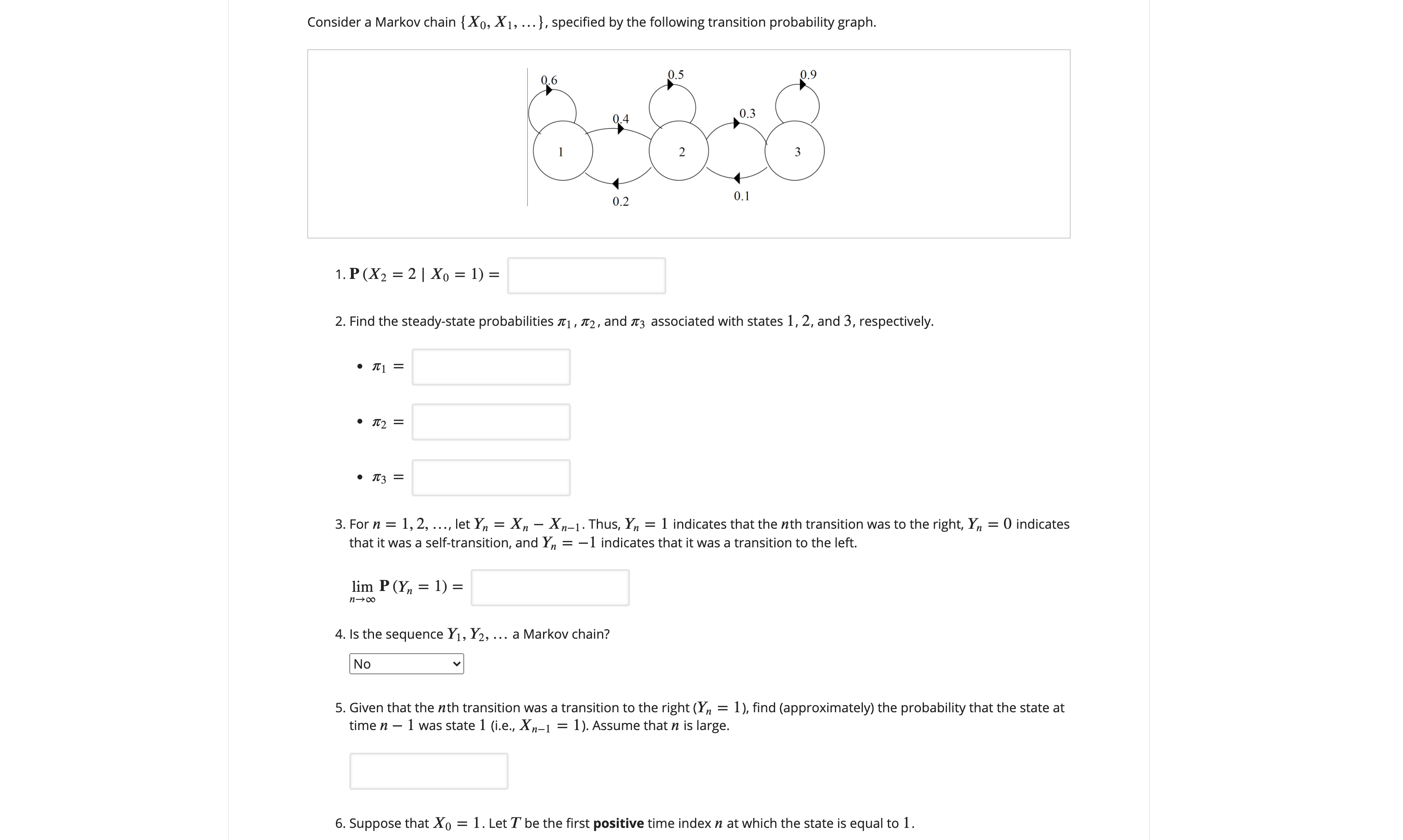 Markov Chains, I'm getting a bit stuck on this problem set Consider