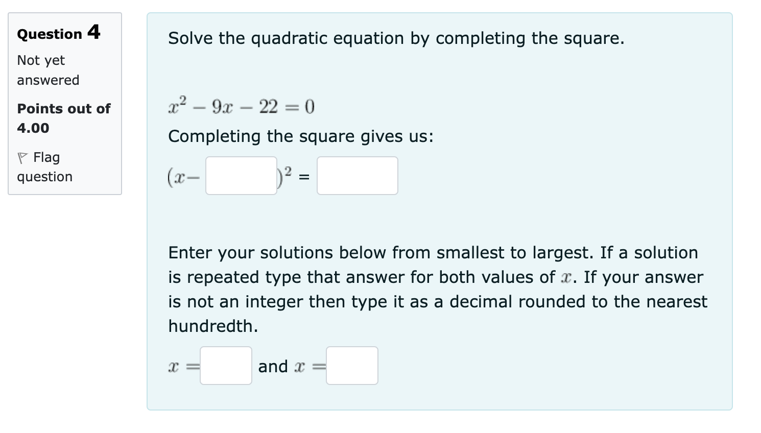 values of .r. If your answer is not an integer then type