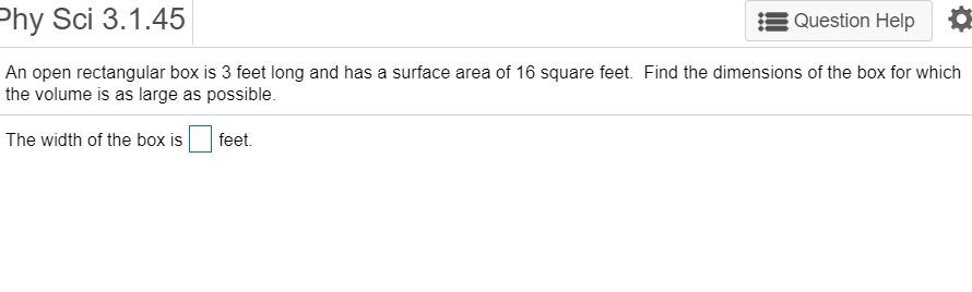 can i get help on this Dhy SCi 3.1.45 mQuestion Help {a