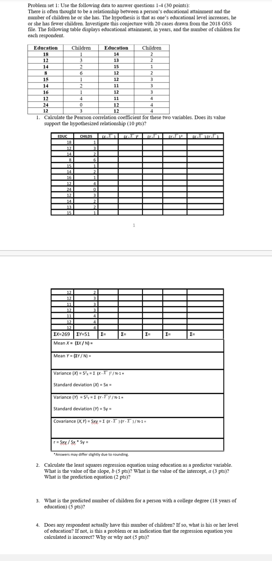 data to answer questions [-4 (30 points): There is often thought to
