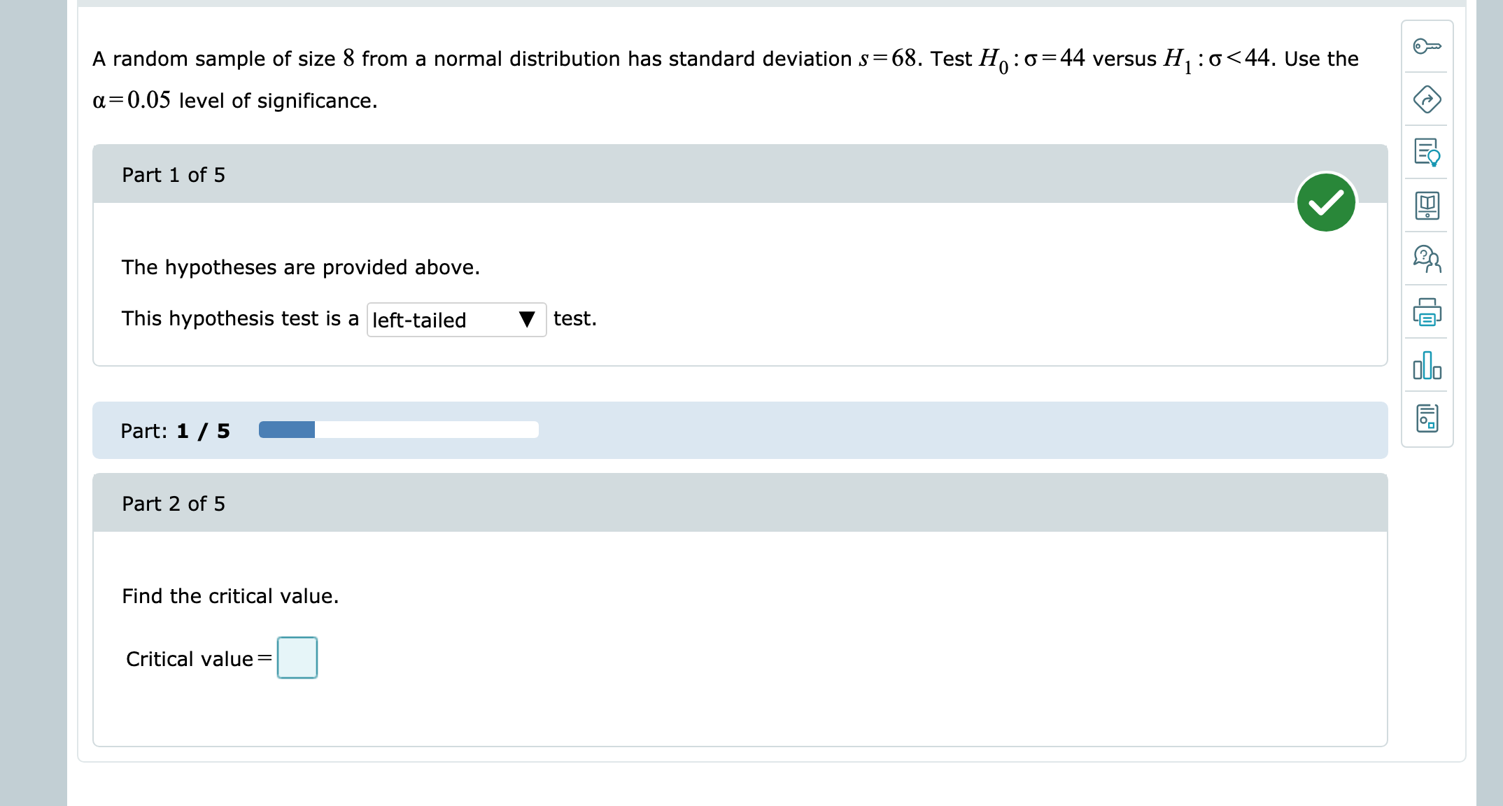 A random sample of size 8 from a normal distribution has