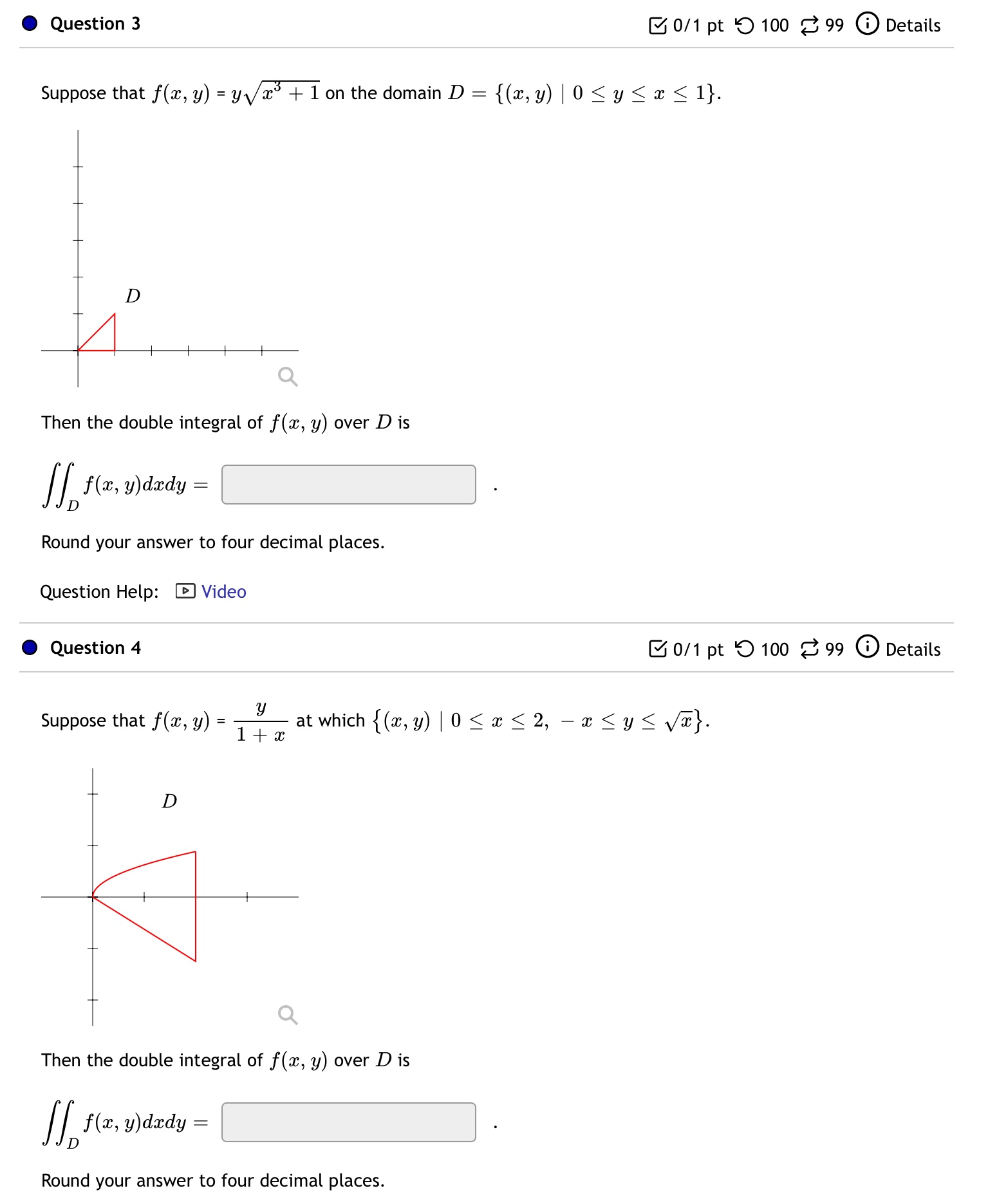 This plot is an example of the function over region D. The
