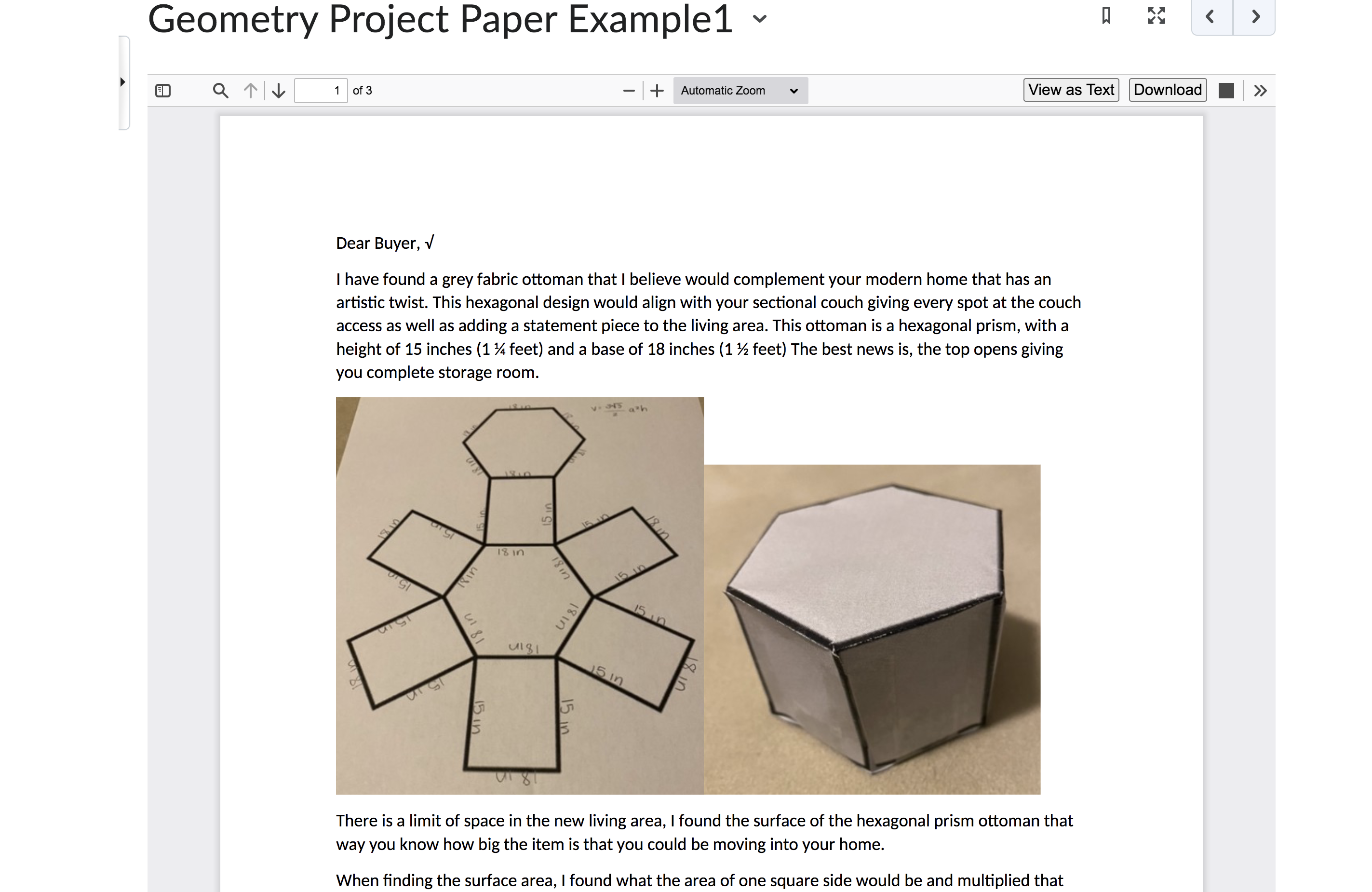 are an interior designer. You will construct a geometrical figure that may