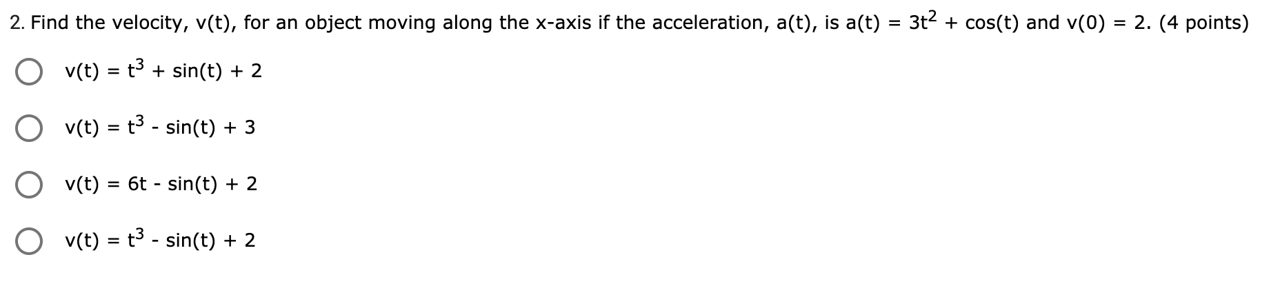 feet, on the interval t = 0 to t = 3 secs?