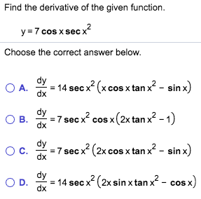 3x) (5) O C. y' = (5x) (2x4 - 3x) + (8x3