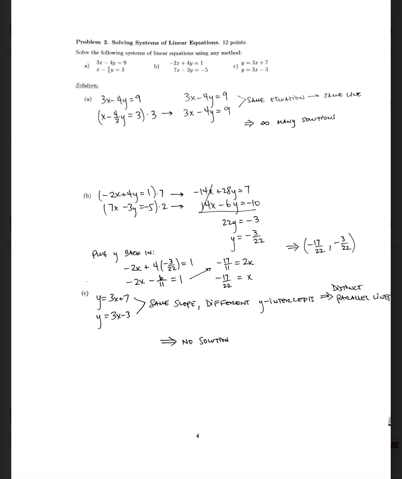 Answer this questions: Problem 2. Solving Systems of Linear Equations. 10 points.Solve