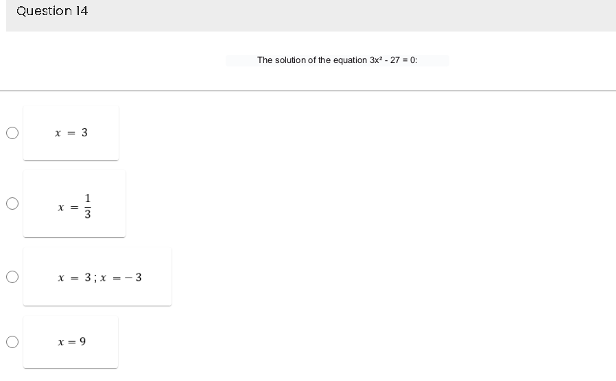 EITHER .- 4 and x =Question 10 The solutions of the equation