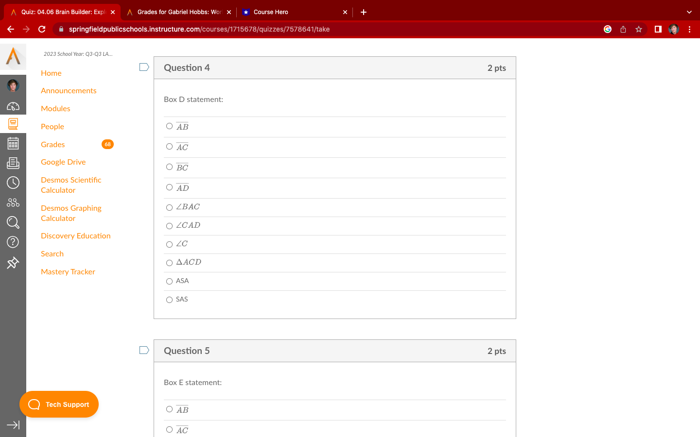 Announcements D Use the information below to answer the next 5 questions.
