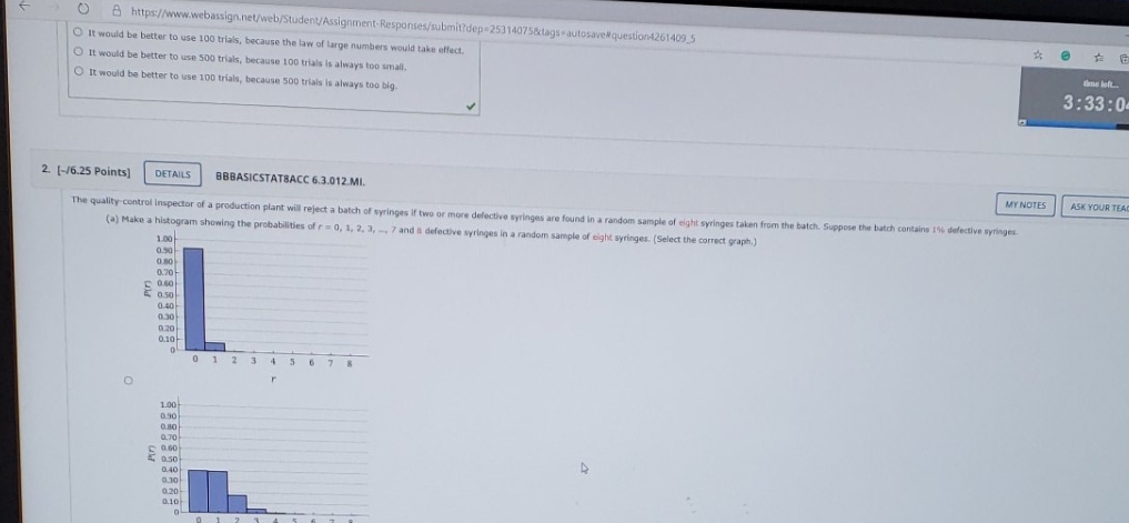 I need the mean rounded two decimals, the expected number of syringes