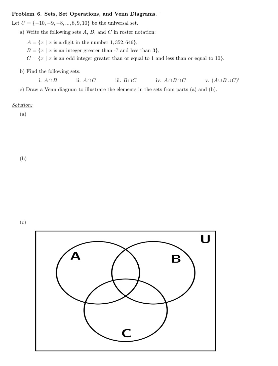 May someone please help me on this Sets, Set Operations, and Venn