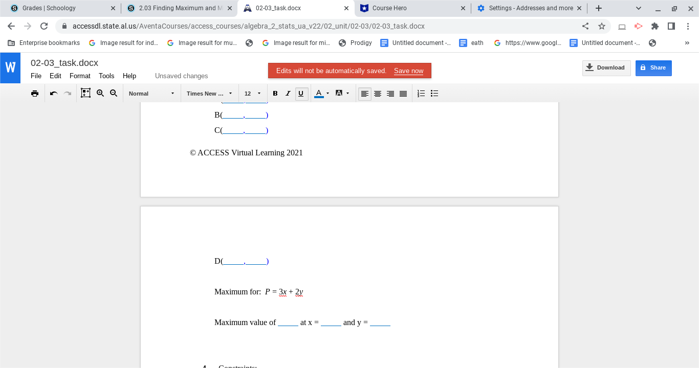 X 02-03_task.docx X Course Hero X Settings - Addresses and more x