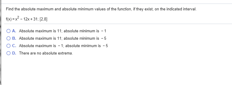 please explain how you got the answer Find the absolute maximum and