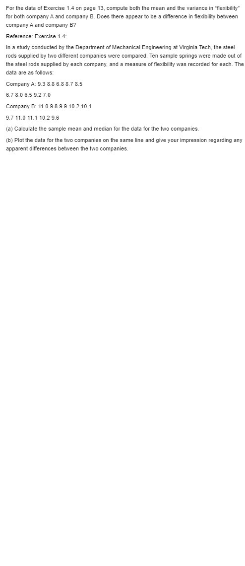 help me solve the question For the data of Exercise 1.4 on