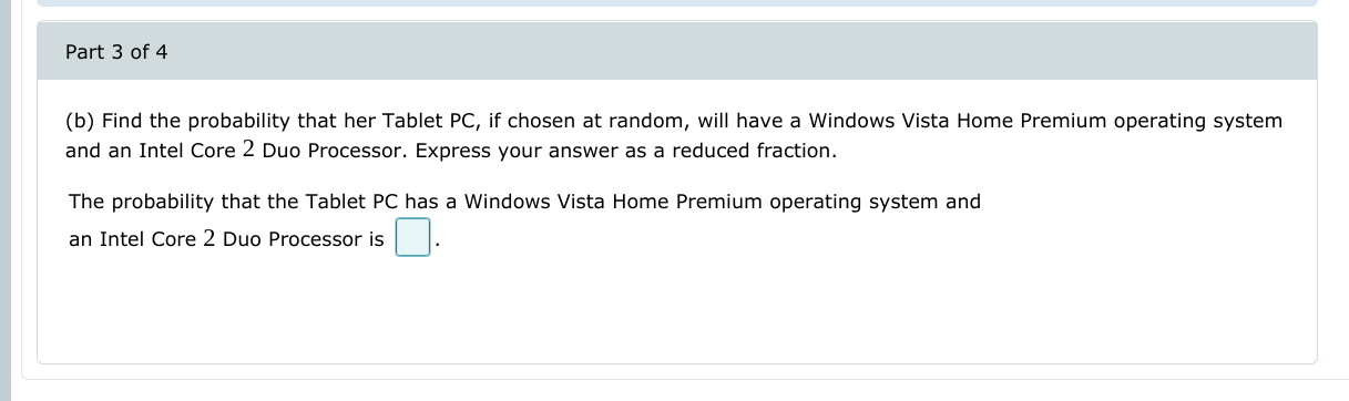 question math //// 143 (b) Find the probability that her Tablet PC,