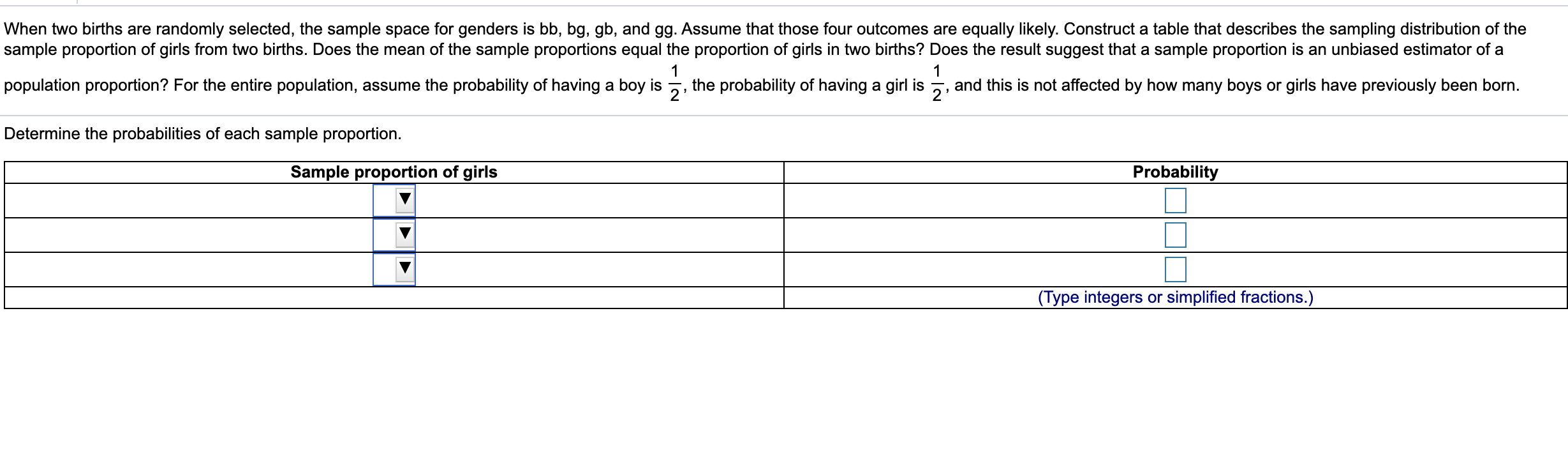homework section 6.3 question 4 When two births are randomly selected.
