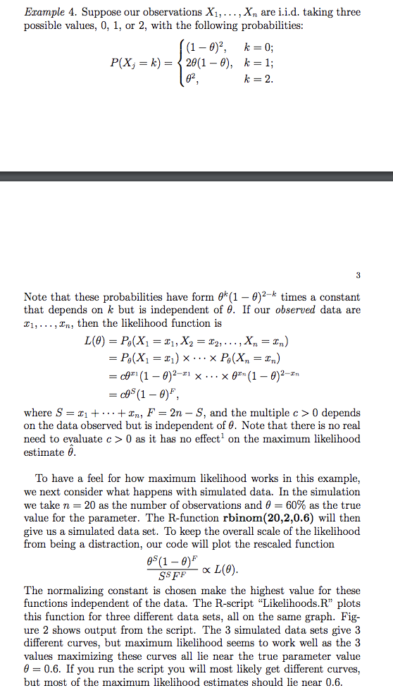 Example 3 of the notes, consider tossing the coin n times. Assuming