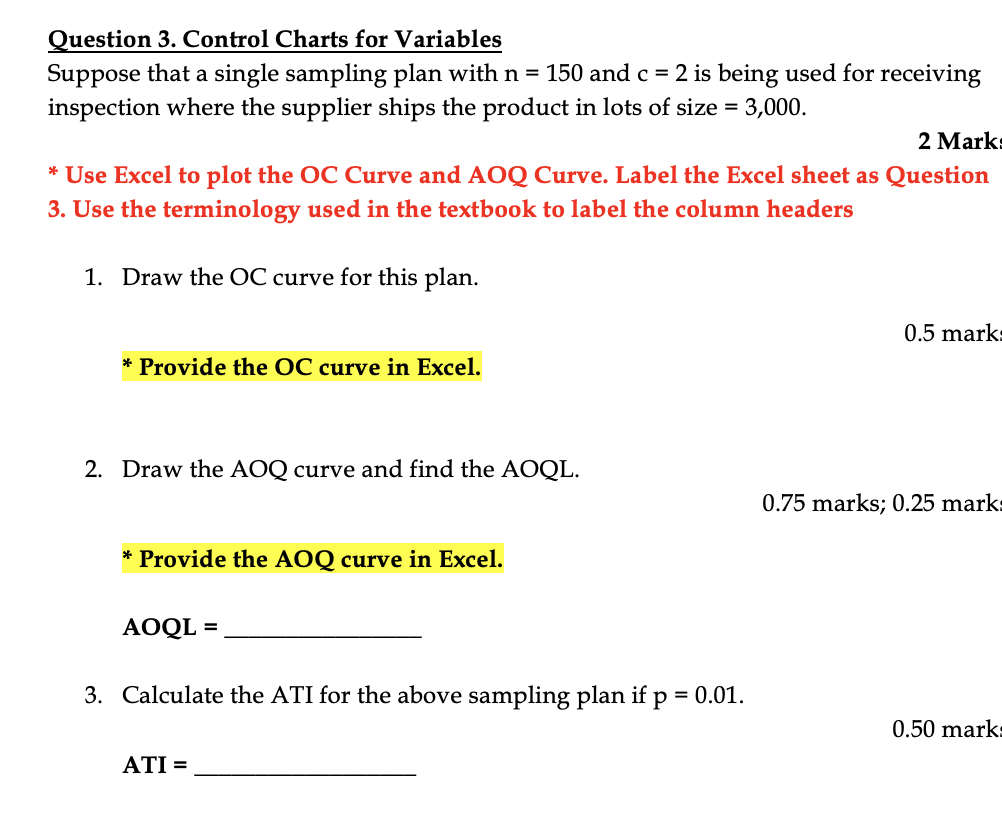  . Question 3. Control Charts for Variables Suppose that a single
