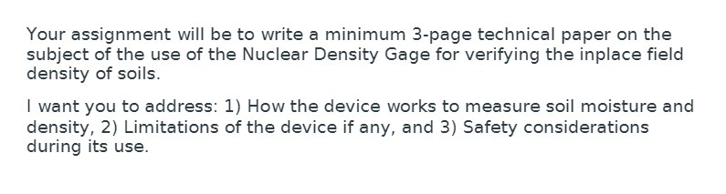  Your assignment will be to write a minimum 3-page technical paper