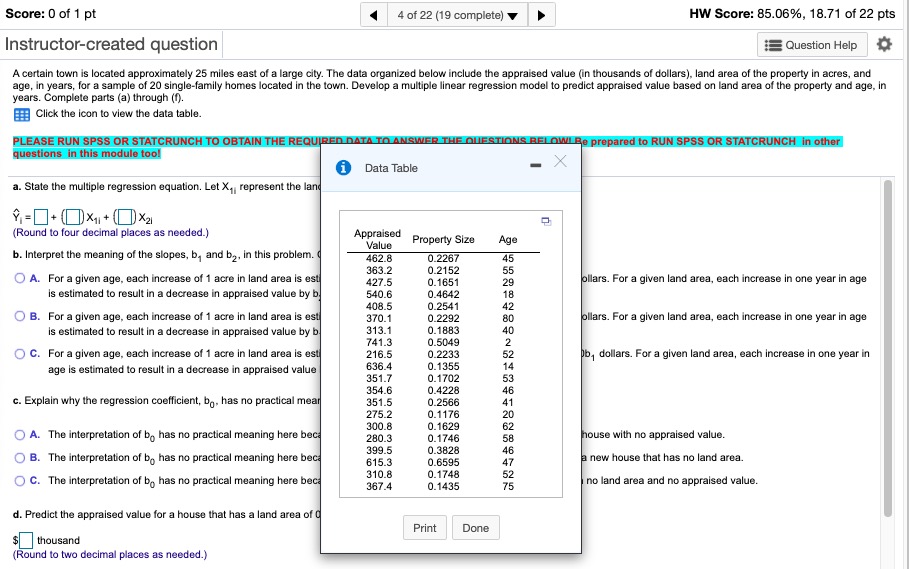 acres and is 35 years old. $ thousand s mean appraised value