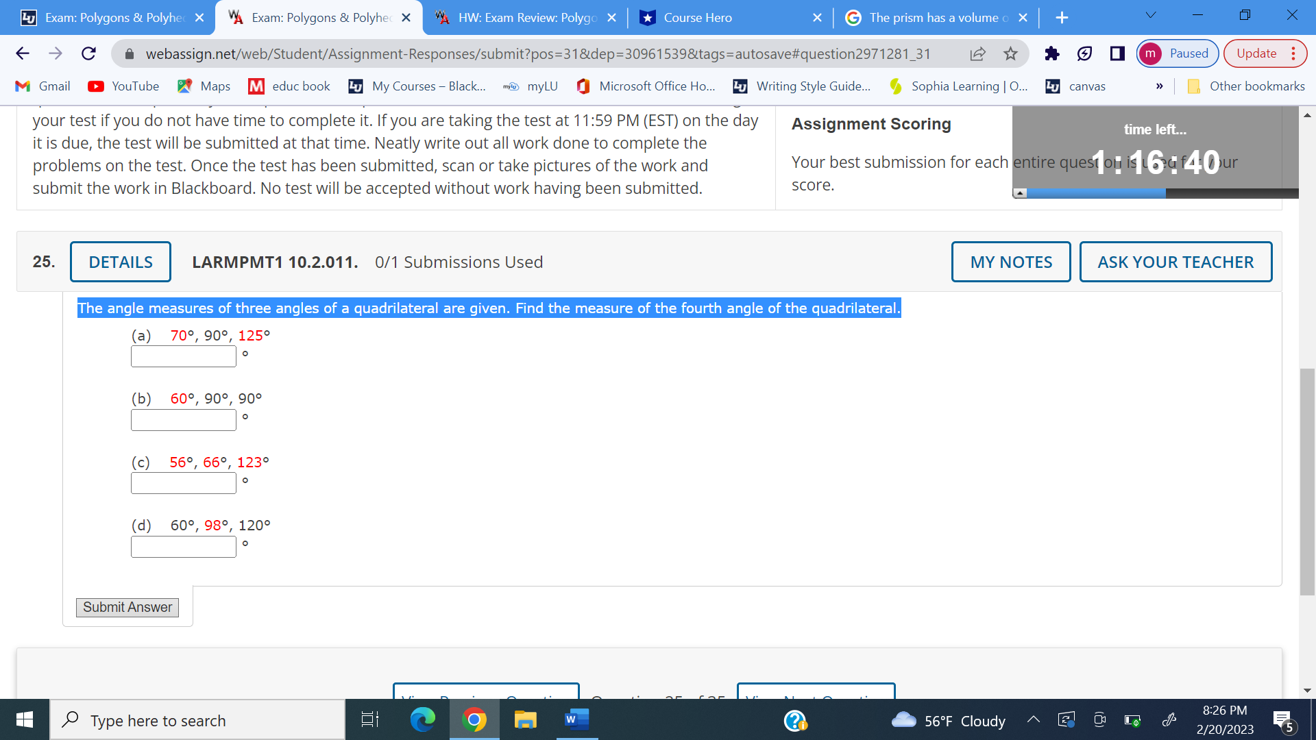 Lu Exam: Polygons & Polyher X A Exam: Polygons & Polyhec