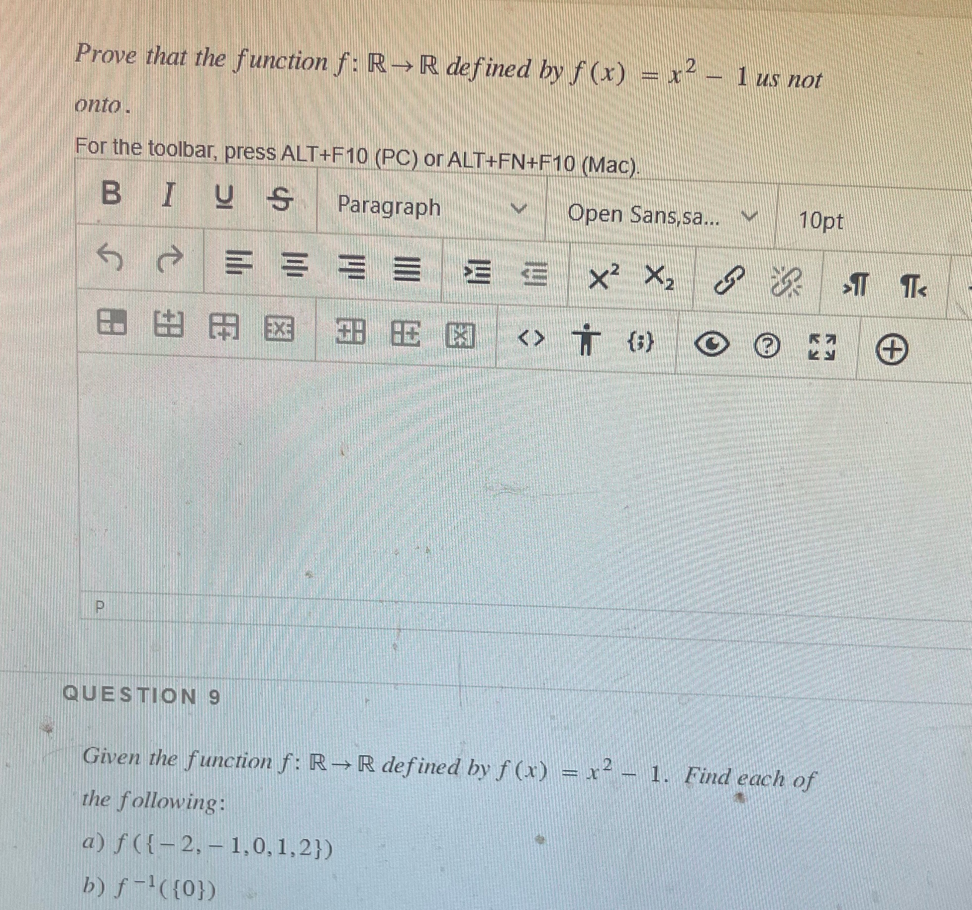 This is a set theory question. Prove that the function f: R