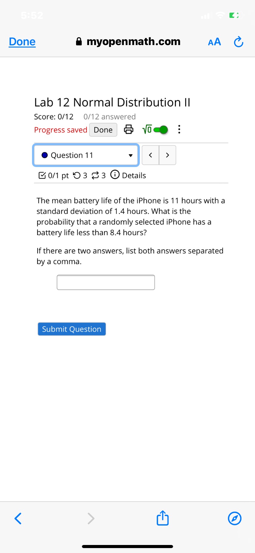 0/12 answered Progress saved Done g {5' 0 Question 10 v EON