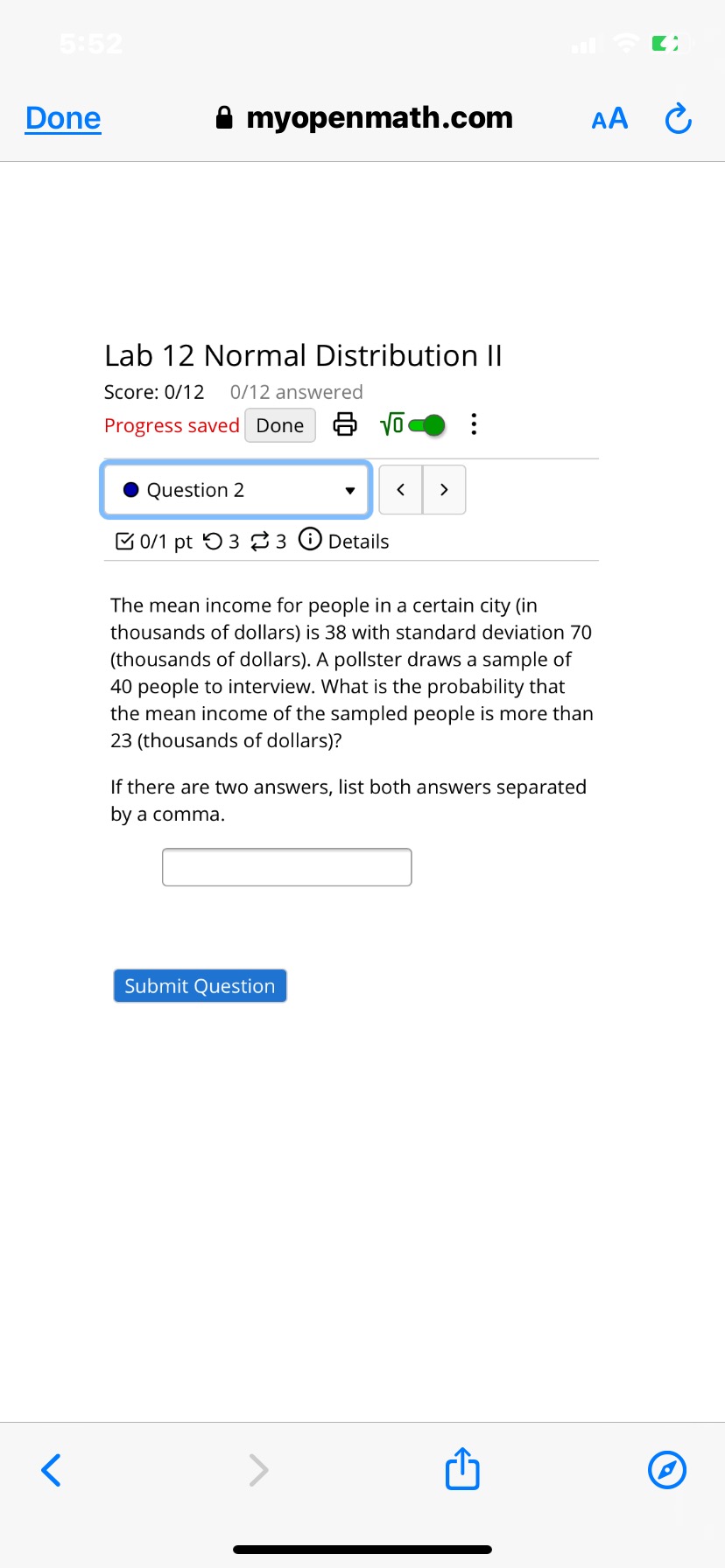 0/12 0/12 answered Progress saved Done . . . . Question 5