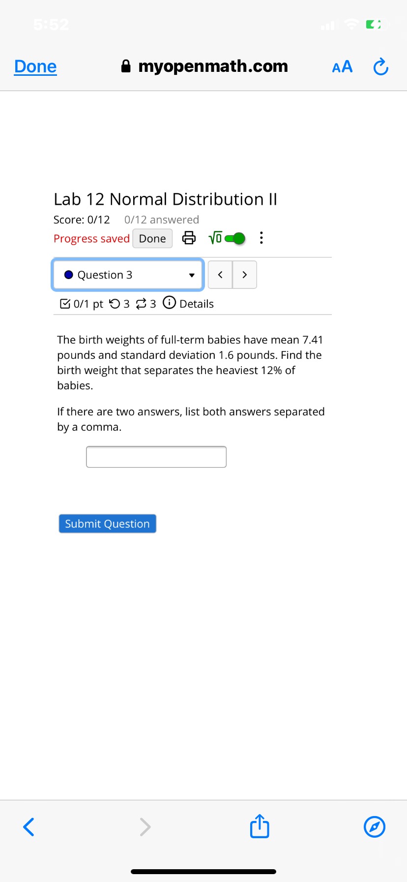 0/1 pt 9 3 3 0 Details The lifespan of refrigerators is