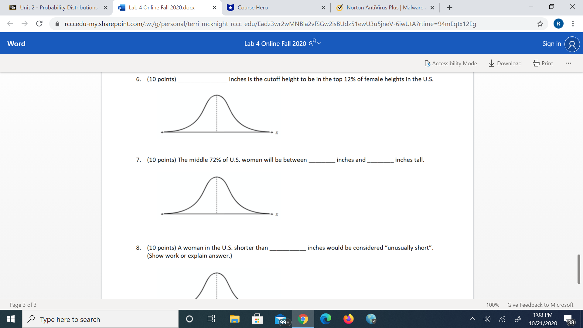  Bb Unit 2 - Probability Distributions X W Lab 4 Online