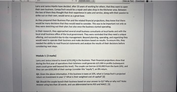  I need help with Module 3 Larry and Janice Martin have