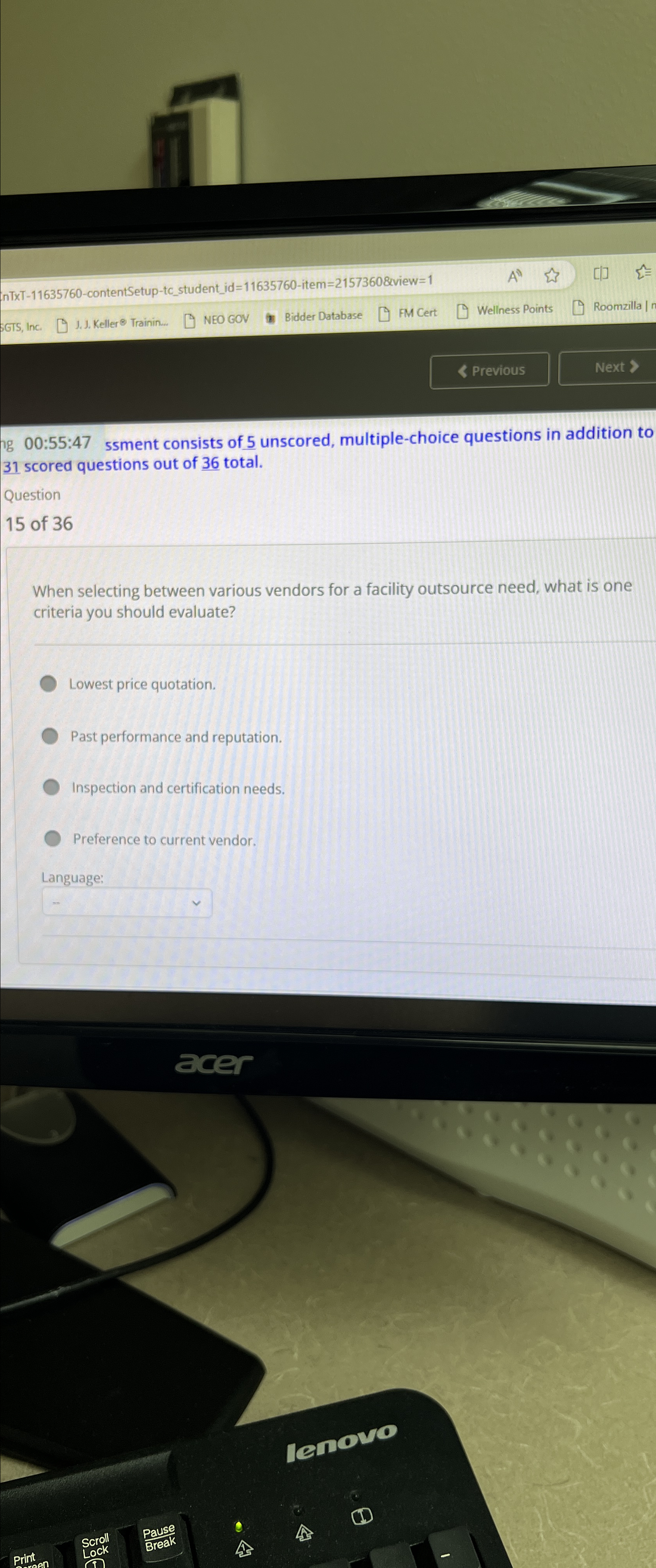  00:55:47 ssment consists of 5 unscored, multiple-choice questions in addition to
