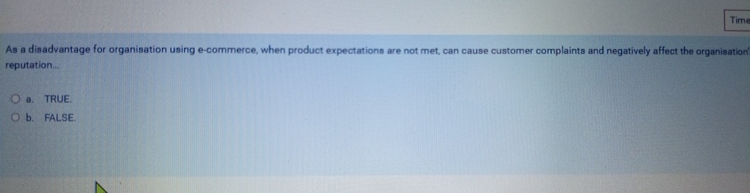  As a disadvantage for organisation using e-commerce, when product expectations are